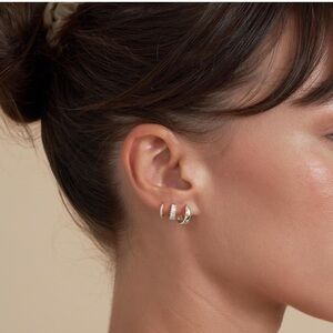 New! Altair Silver Huggies Hoop Earrings Set (1025) NWOT